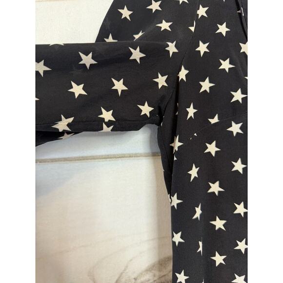 J. Crew Collection 100% Silk Black With White Stars Print Dress, Lined Size 6 - Picture 6 of 7